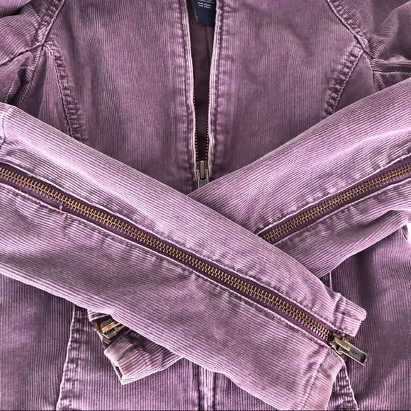Earl Jean Purple Corduroy Moto Jacket with Zippered Sleeves - Picture 4 of 5